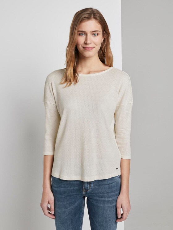 Langarmshirt mit feiner Struktur - Frauen - Gardenia White Langarmshirt mit feiner Struktur - Frauen - Gardenia White - 1 - TOM TAILOR Denim