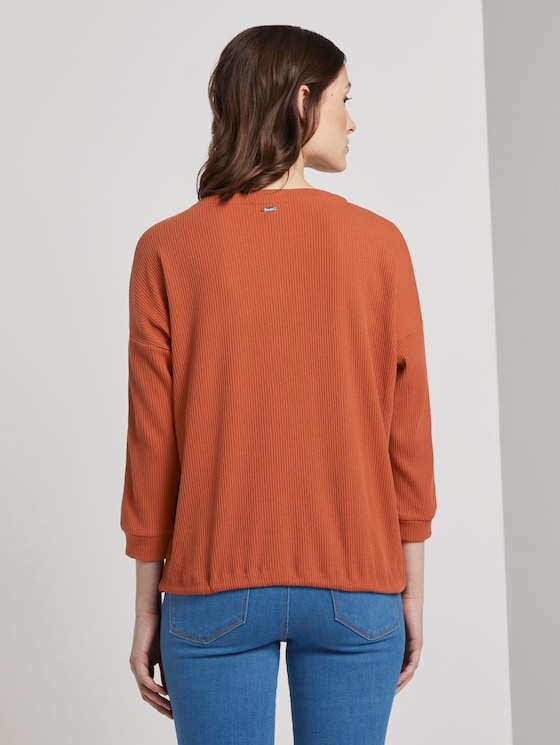 Ribbed long-sleeved top with a button tab - Women - fox orange Ribbed long-sleeved top with a button tab - Women - fox orange - 2 - TOM TAILOR Denim