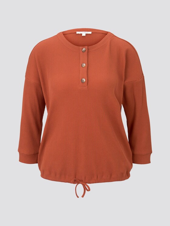 Ribbed long-sleeved top with a button tab - Women - fox orange Ribbed long-sleeved top with a button tab - Women - fox orange - 7 - TOM TAILOR Denim