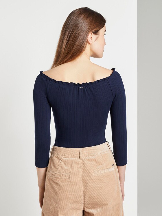 Schulterfreier Body in Ripp-Optik - Frauen - Real Navy Blue Schulterfreier Body in Ripp-Optik - Frauen - Real Navy Blue - 2 - TOM TAILOR Denim