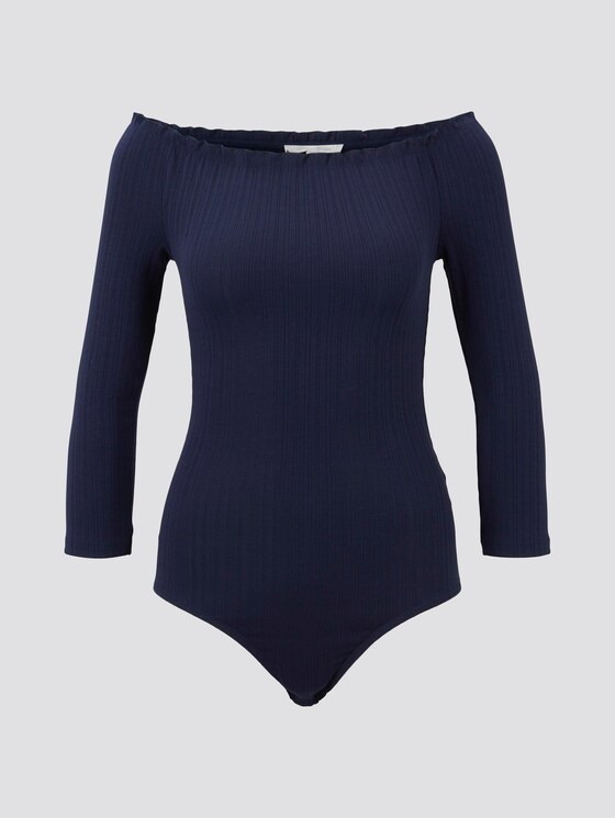 Schulterfreier Body in Ripp-Optik - Frauen - Real Navy Blue Schulterfreier Body in Ripp-Optik - Frauen - Real Navy Blue - 7 - TOM TAILOR Denim