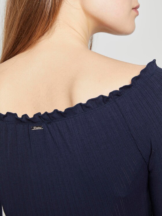 Schulterfreier Body in Ripp-Optik - Frauen - Real Navy Blue Schulterfreier Body in Ripp-Optik - Frauen - Real Navy Blue - 9 - TOM TAILOR Denim