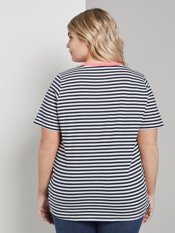 Curvy - Gestreiftes T-Shirt mit Kontrastblende - Frauen - navy stripe Curvy - Gestreiftes T-Shirt mit Kontrastblende - Frauen - navy stripe - 2 - My True Me