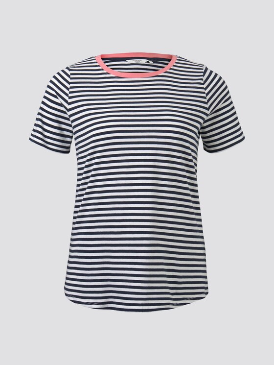 Curvy - Gestreiftes T-Shirt mit Kontrastblende - Frauen - navy stripe Curvy - Gestreiftes T-Shirt mit Kontrastblende - Frauen - navy stripe - 7 - My True Me