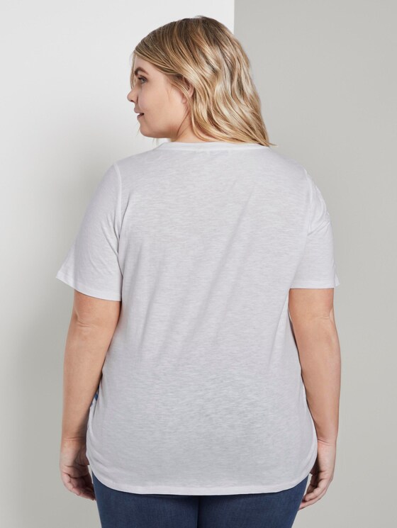 Gestreiftes T-Shirt mit Stickerei - Frauen - Whisper White Gestreiftes T-Shirt mit Stickerei - Frauen - Whisper White - 2 - My True Me