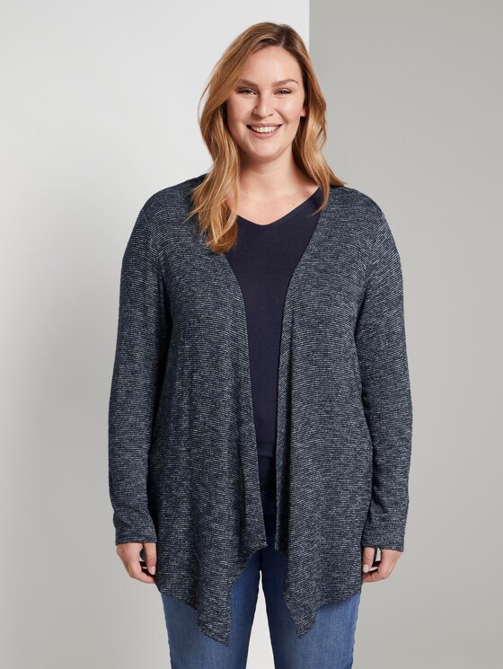 Printed cardigan with waterfall details - Women - real navy blue melange Printed cardigan with waterfall details - Women - real navy blue melange - 1 - My True Me