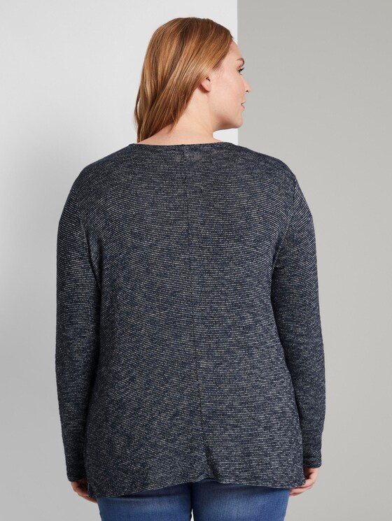 Printed cardigan with waterfall details - Women - real navy blue melange Printed cardigan with waterfall details - Women - real navy blue melange - 2 - My True Me