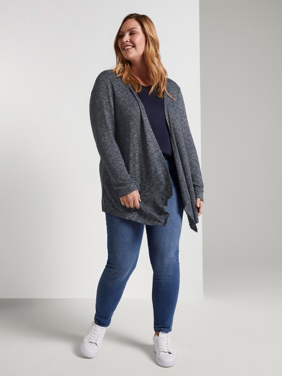 Printed cardigan with waterfall details - Women - real navy blue melange Printed cardigan with waterfall details - Women - real navy blue melange - 3 - My True Me