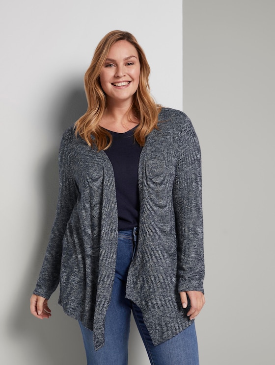 Printed cardigan with waterfall details - Women - real navy blue melange Printed cardigan with waterfall details - Women - real navy blue melange - 5 - My True Me