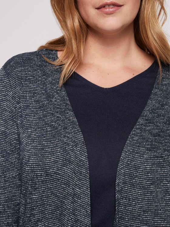 Printed cardigan with waterfall details - Women - real navy blue melange Printed cardigan with waterfall details - Women - real navy blue melange - 9 - My True Me