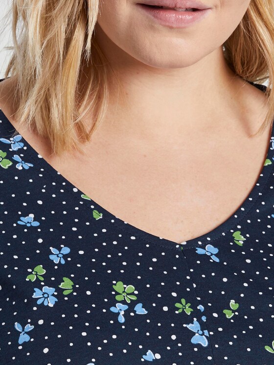 Gemustertes Langarmshirt mit Ärmeldetail - Frauen - navy flower dot print Gemustertes Langarmshirt mit Ärmeldetail - Frauen - navy flower dot print - 9 - My True Me