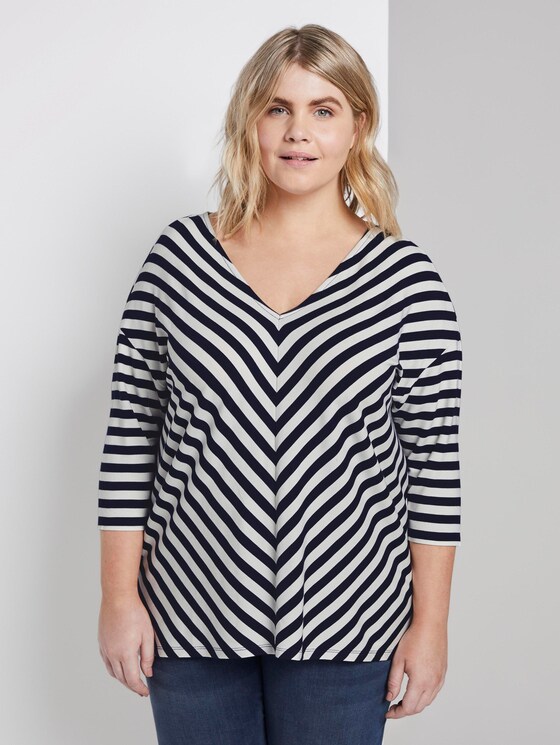 Lockeres Shirt mit Streifenmuster - Frauen - navy stripe Lockeres Shirt mit Streifenmuster - Frauen - navy stripe - 1 - My True Me