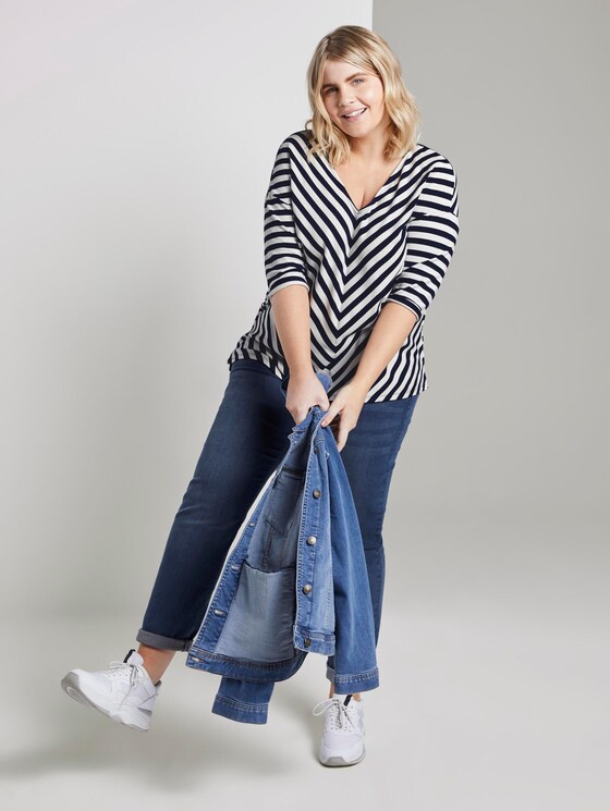Lockeres Shirt mit Streifenmuster - Frauen - navy stripe Lockeres Shirt mit Streifenmuster - Frauen - navy stripe - 3 - My True Me