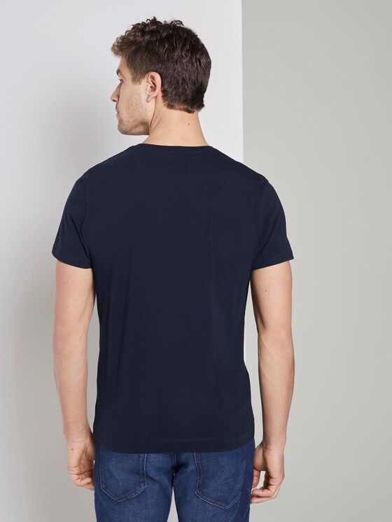 T-Shirt mit Rippblende am Ausschnitt - Männer - Sky Captain Blue T-Shirt mit Rippblende am Ausschnitt - Männer - Sky Captain Blue - 2 - TOM TAILOR