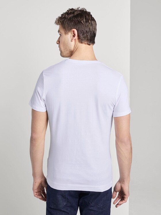 T-Shirt mit Rippblende am Ausschnitt - Männer - White T-Shirt mit Rippblende am Ausschnitt - Männer - White - 2 - TOM TAILOR