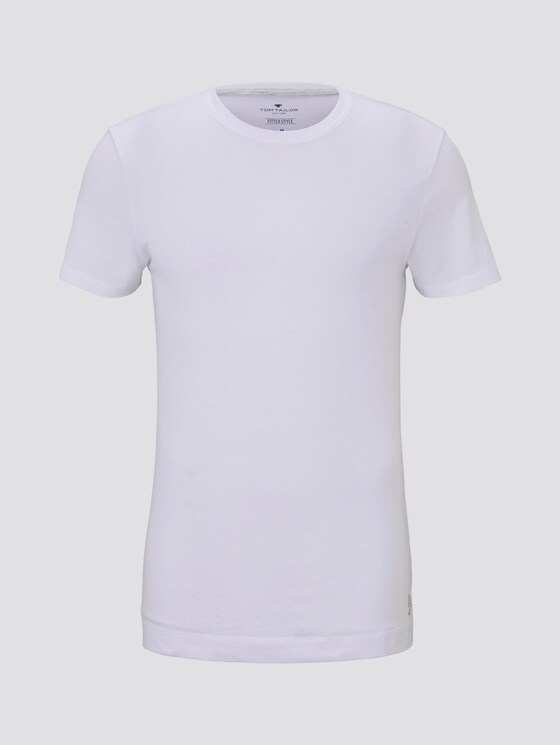 T-Shirt mit Rippblende am Ausschnitt - Männer - White T-Shirt mit Rippblende am Ausschnitt - Männer - White - 7 - TOM TAILOR