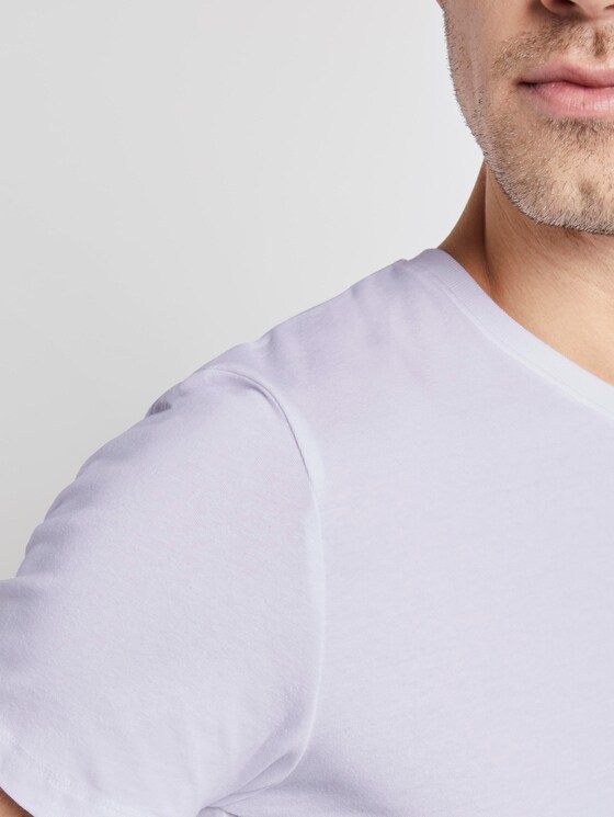 T-Shirt mit Rippblende am Ausschnitt - Männer - White T-Shirt mit Rippblende am Ausschnitt - Männer - White - 9 - TOM TAILOR