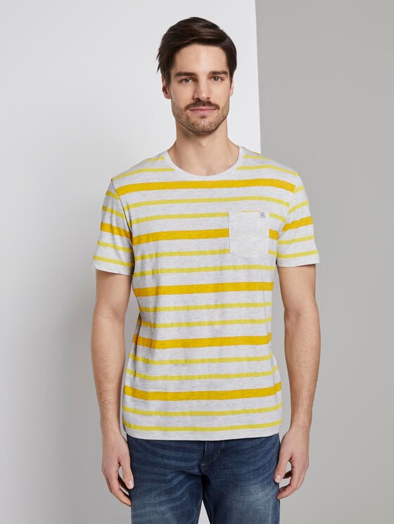 Gestreepte T-Shirt - Mannen - yellow printed stripe Gestreepte T-Shirt - Mannen - yellow printed stripe - 1 - TOM TAILOR