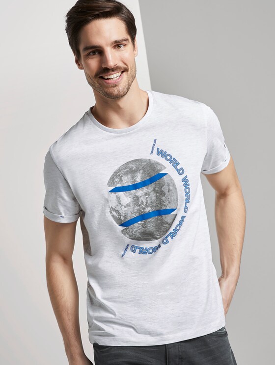 T-shirt with a photo print - Men - Blanc De Blanc White Melange T-shirt with a photo print - Men - Blanc De Blanc White Melange - 5 - TOM TAILOR