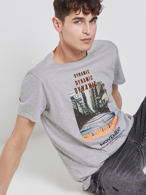 Gestreiftes T-Shirt mit Print - Männer - grey yarn dye stripe Gestreiftes T-Shirt mit Print - Männer - grey yarn dye stripe - 5 - TOM TAILOR Denim