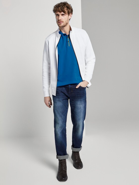 Polo shirt with a striped rib trim - Men - victory blue Polo shirt with a striped rib trim - Men - victory blue - 3 - TOM TAILOR