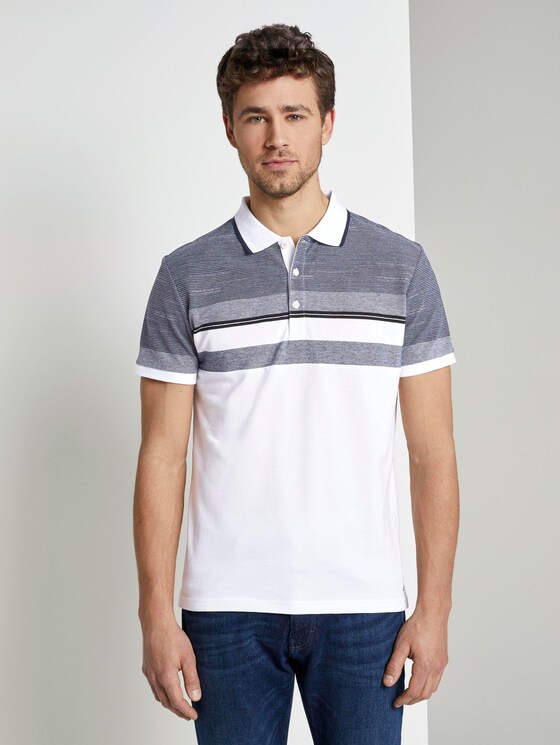 Gestreiftes Poloshirt - Männer - White Gestreiftes Poloshirt - Männer - White - 1 - TOM TAILOR