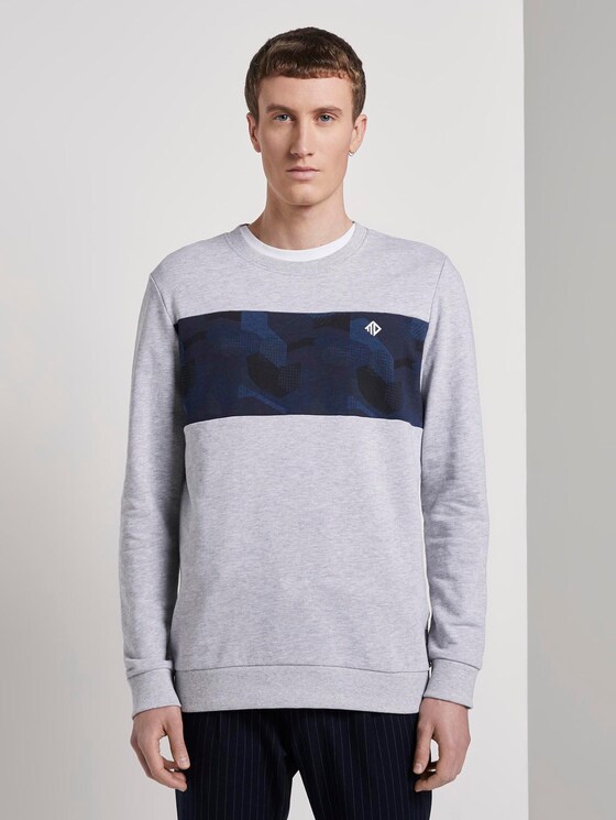 Sweatshirt mit Print - Männer - Light Stone Grey Melange Sweatshirt mit Print - Männer - Light Stone Grey Melange - 1 - TOM TAILOR Denim