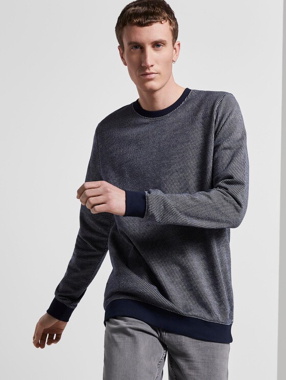 Strukturiertes Sweatshirt - Männer - navy stripy structure Strukturiertes Sweatshirt - Männer - navy stripy structure - 5 - TOM TAILOR Denim
