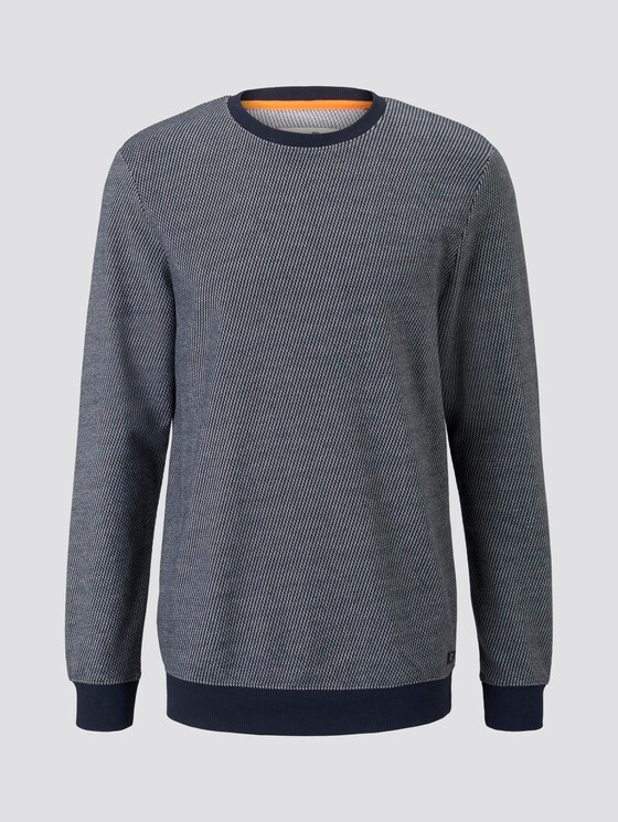 Strukturiertes Sweatshirt - Männer - navy stripy structure Strukturiertes Sweatshirt - Männer - navy stripy structure - 7 - TOM TAILOR Denim