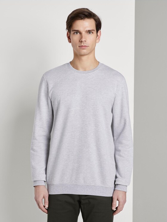 Strukturiertes Sweatshirt - Männer - grey stripy structure Strukturiertes Sweatshirt - Männer - grey stripy structure - 1 - TOM TAILOR Denim