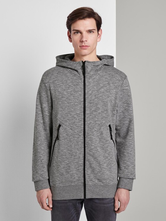 Sweatjack met hoodie - Mannen - Light Stone Grey Melange Sweatjack met hoodie - Mannen - Light Stone Grey Melange - 1 - TOM TAILOR Denim