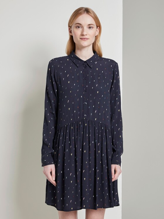 Gemustertes Mini Blusenkleid - Frauen - navy minimal print Gemustertes Mini Blusenkleid - Frauen - navy minimal print - 1 - TOM TAILOR Denim