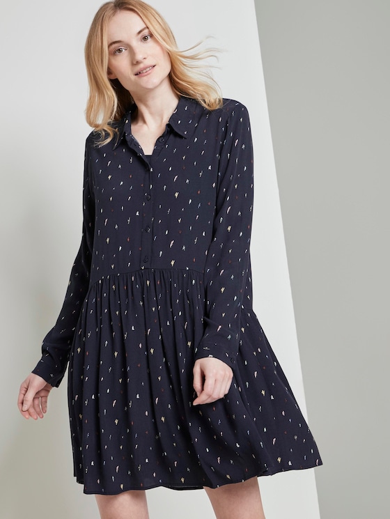 Gemustertes Mini Blusenkleid - Frauen - navy minimal print Gemustertes Mini Blusenkleid - Frauen - navy minimal print - 5 - TOM TAILOR Denim