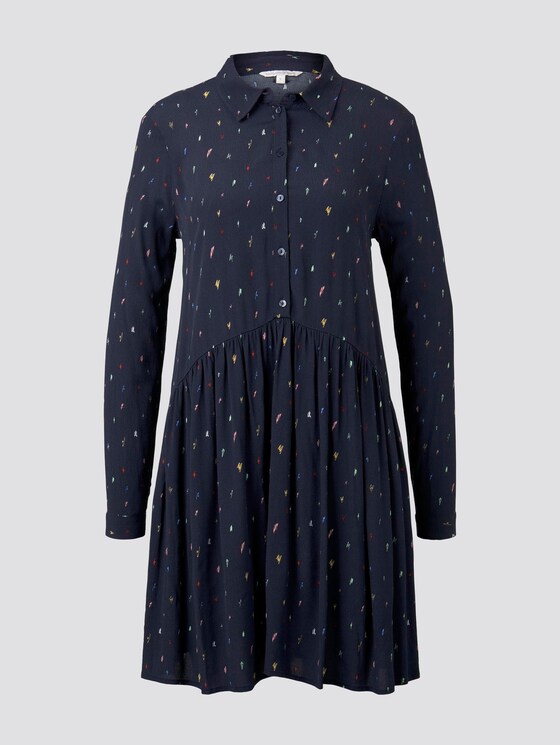 Gemustertes Mini Blusenkleid - Frauen - navy minimal print Gemustertes Mini Blusenkleid - Frauen - navy minimal print - 7 - TOM TAILOR Denim