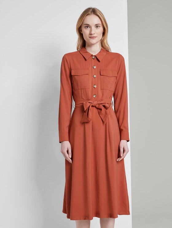 Strukturiertes Cargo Midikleid - Frauen - fox orange Strukturiertes Cargo Midikleid - Frauen - fox orange - 1 - TOM TAILOR Denim