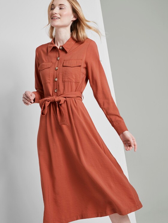Strukturiertes Cargo Midikleid - Frauen - fox orange Strukturiertes Cargo Midikleid - Frauen - fox orange - 5 - TOM TAILOR Denim