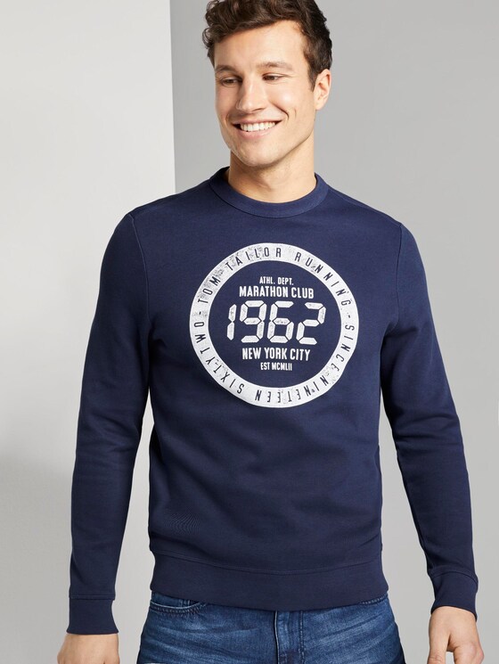 Strukturiertes Sweatshirt mit Marathon-Print - Männer - Black Iris Blue Strukturiertes Sweatshirt mit Marathon-Print - Männer - Black Iris Blue - 5 - TOM TAILOR