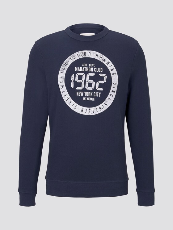 Strukturiertes Sweatshirt mit Marathon-Print - Männer - Black Iris Blue Strukturiertes Sweatshirt mit Marathon-Print - Männer - Black Iris Blue - 7 - TOM TAILOR