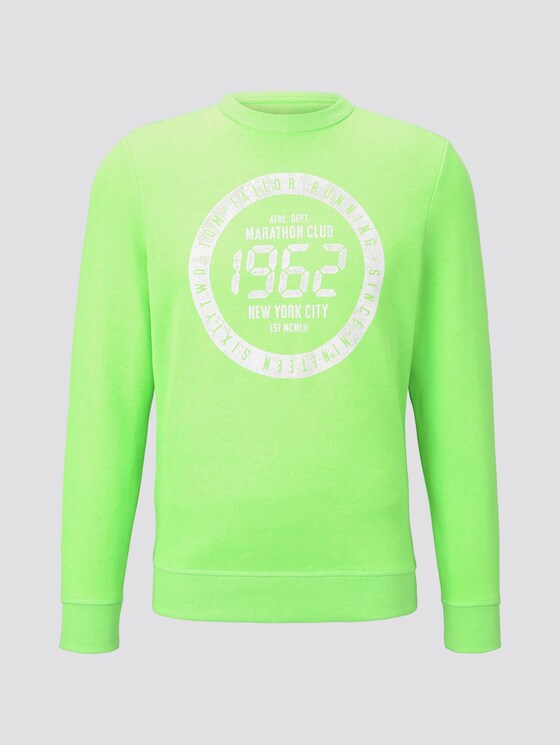 Strukturiertes Sweatshirt mit Marathon-Print - Männer - neon green white melange Strukturiertes Sweatshirt mit Marathon-Print - Männer - neon green white melange - 7 - TOM TAILOR