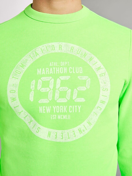 Strukturiertes Sweatshirt mit Marathon-Print - Männer - neon green white melange Strukturiertes Sweatshirt mit Marathon-Print - Männer - neon green white melange - 9 - TOM TAILOR