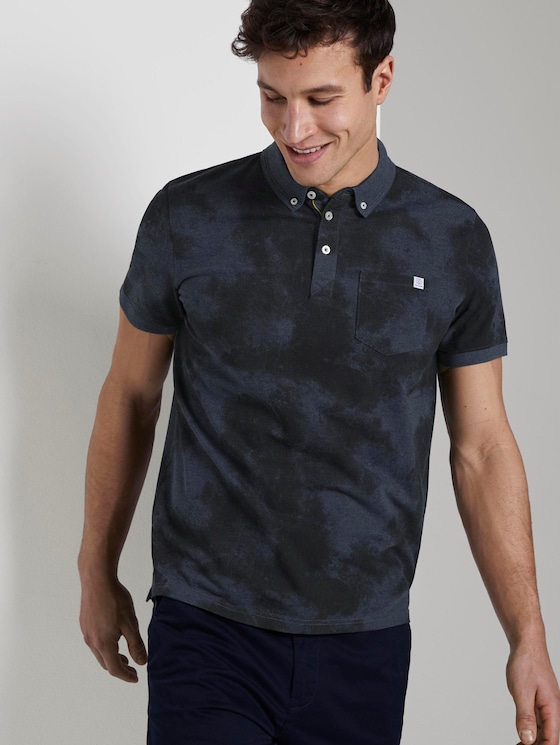 Gemustertes Poloshirt - Männer - sky captain blue white melange Gemustertes Poloshirt - Männer - sky captain blue white melange - 5 - TOM TAILOR