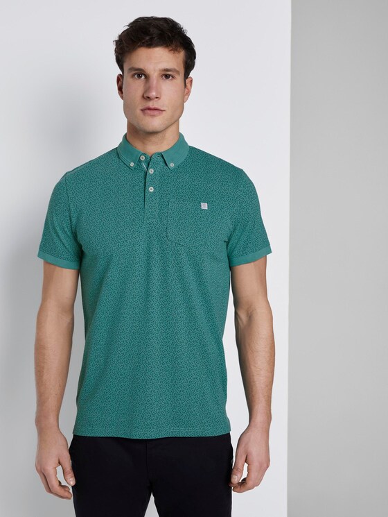 Gemustertes Poloshirt - Männer - ever green white melange Gemustertes Poloshirt - Männer - ever green white melange - 1 - TOM TAILOR