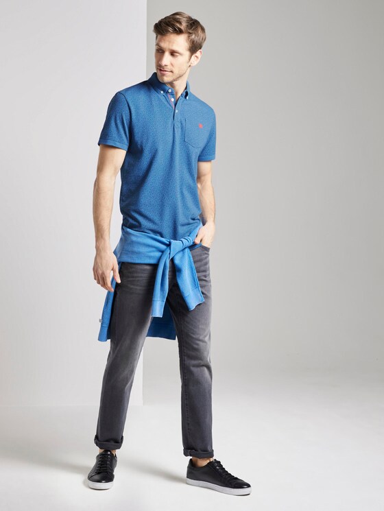Gemustertes Poloshirt - Männer - victory blue white melange Gemustertes Poloshirt - Männer - victory blue white melange - 3 - TOM TAILOR