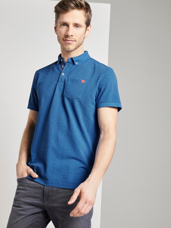 Gemustertes Poloshirt - Männer - victory blue white melange Gemustertes Poloshirt - Männer - victory blue white melange - 5 - TOM TAILOR