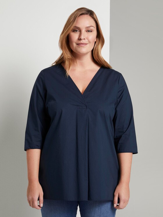 Loose blouse with pleats - Women - Real Navy Blue Loose blouse with pleats - Women - Real Navy Blue - 1 - My True Me