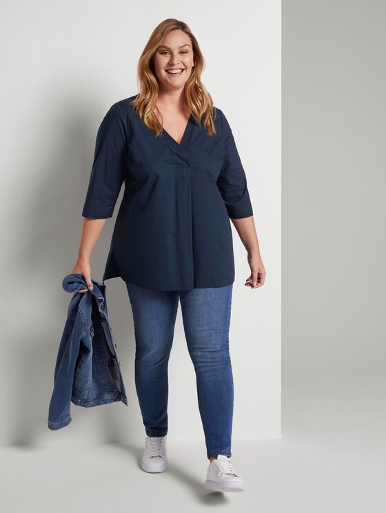 Loose blouse with pleats - Women - Real Navy Blue Loose blouse with pleats - Women - Real Navy Blue - 3 - My True Me