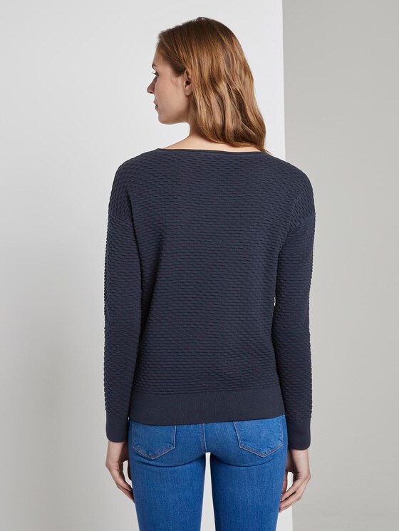 Pullover mit Waffelstruktur - Frauen - Real Navy Blue Pullover mit Waffelstruktur - Frauen - Real Navy Blue - 2 - TOM TAILOR Denim
