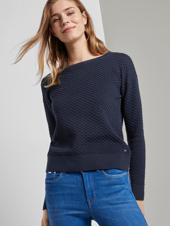 Pullover mit Waffelstruktur - Frauen - Real Navy Blue Pullover mit Waffelstruktur - Frauen - Real Navy Blue - 5 - TOM TAILOR Denim
