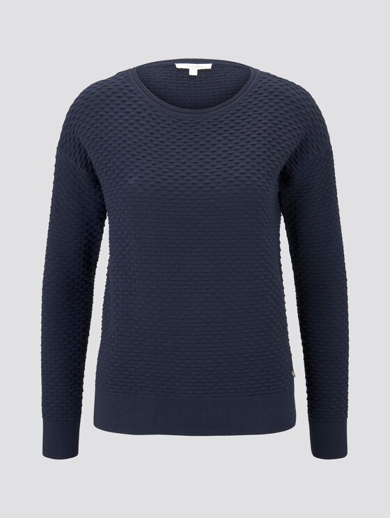Pullover mit Waffelstruktur - Frauen - Real Navy Blue Pullover mit Waffelstruktur - Frauen - Real Navy Blue - 7 - TOM TAILOR Denim
