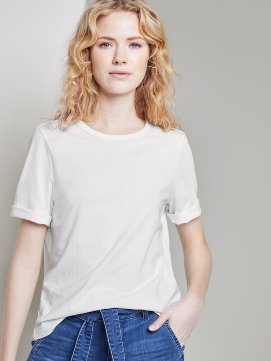 Schlichtes T-Shirt - Frauen - Whisper White Schlichtes T-Shirt - Frauen - Whisper White - 5 - TOM TAILOR